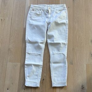 7 For All Mankind Distressed Skinny Stretch White Ankle Jeans NWOT